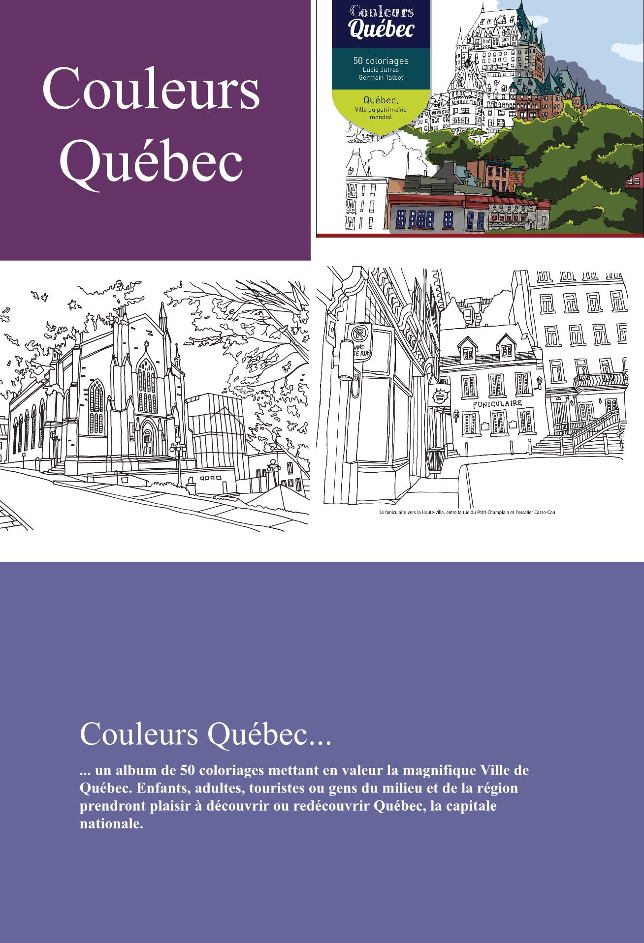 Couleurs Québec, 50 coloriages, Québec, ville du Patrimoine mondial